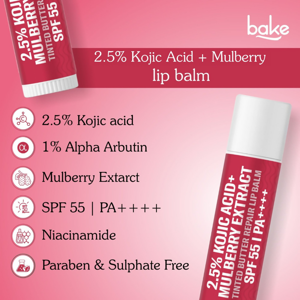 Bake 2.5% Kojic Acid Mulberry Extract Tinted Butter Brightening Lip Balm SPF 55 PA++++ - Distacart