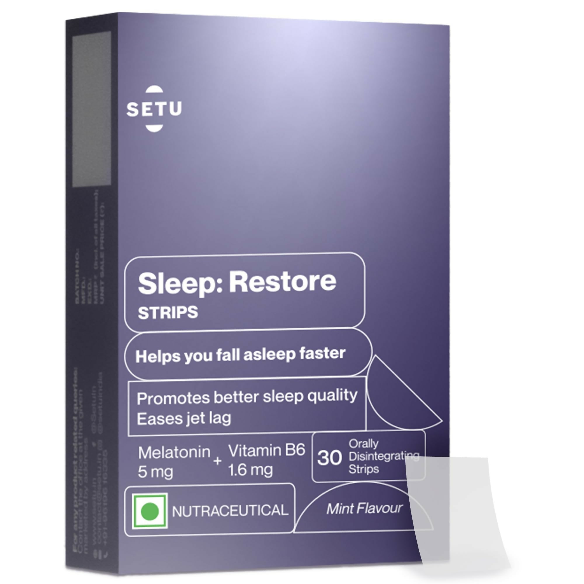 Setu Sleep Restore Plant Based Melatonin - Tasty Mint Flavor