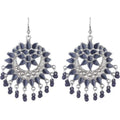 Oxidized Black Alloy Beads And Stones Chandbali Earrings