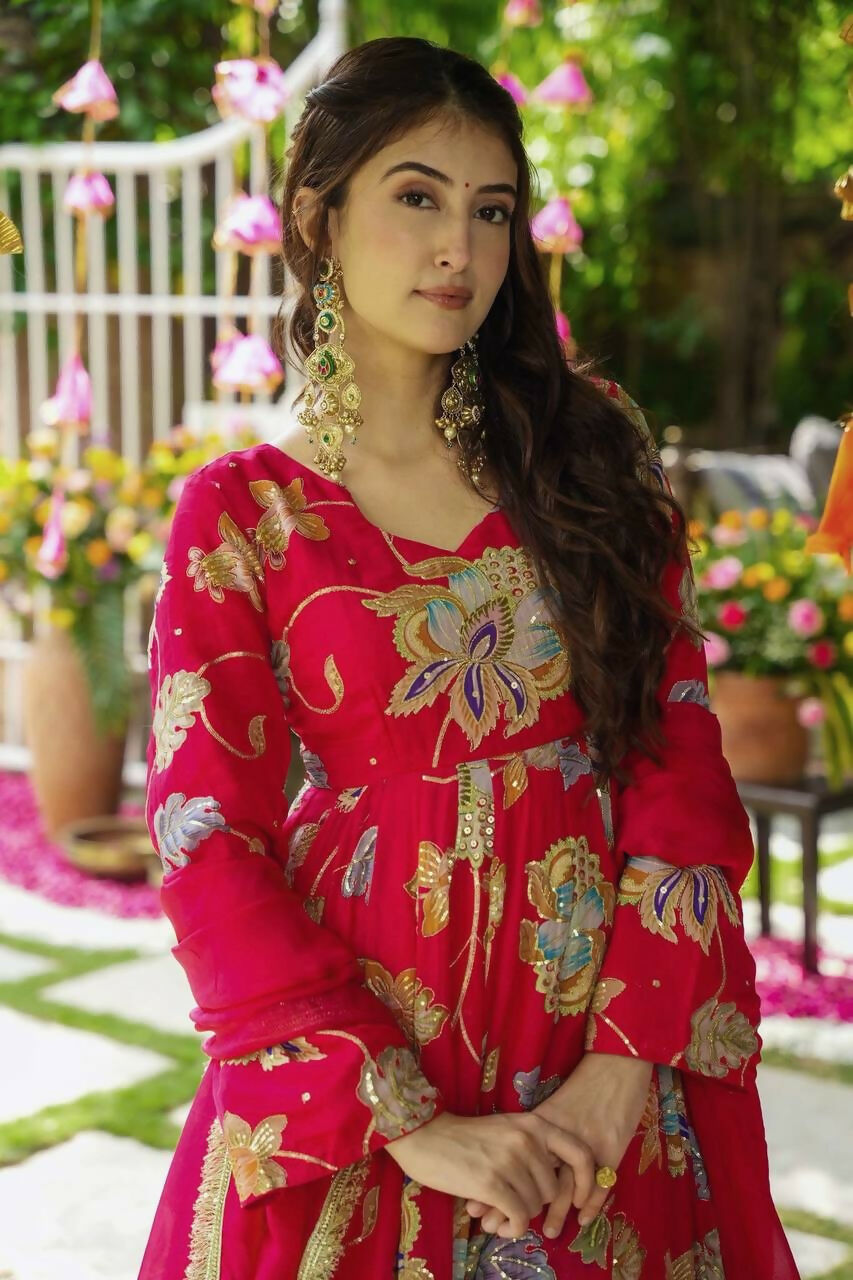 Teeya Creation Rani Color Wedding Wear Heavy Embrodiery Work Plazo Set - Distacart