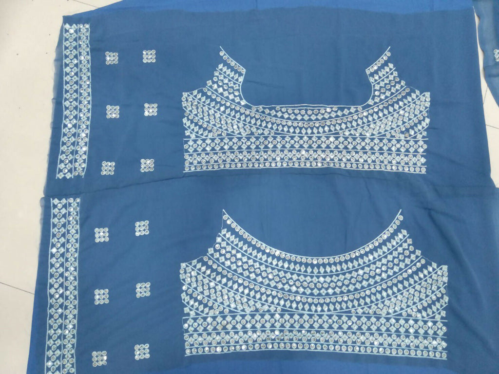 Jyoti Fashion Blue 3MM Sequence with Thread Embroidered Faux Georgette Lehenga Choli with Dupatta
