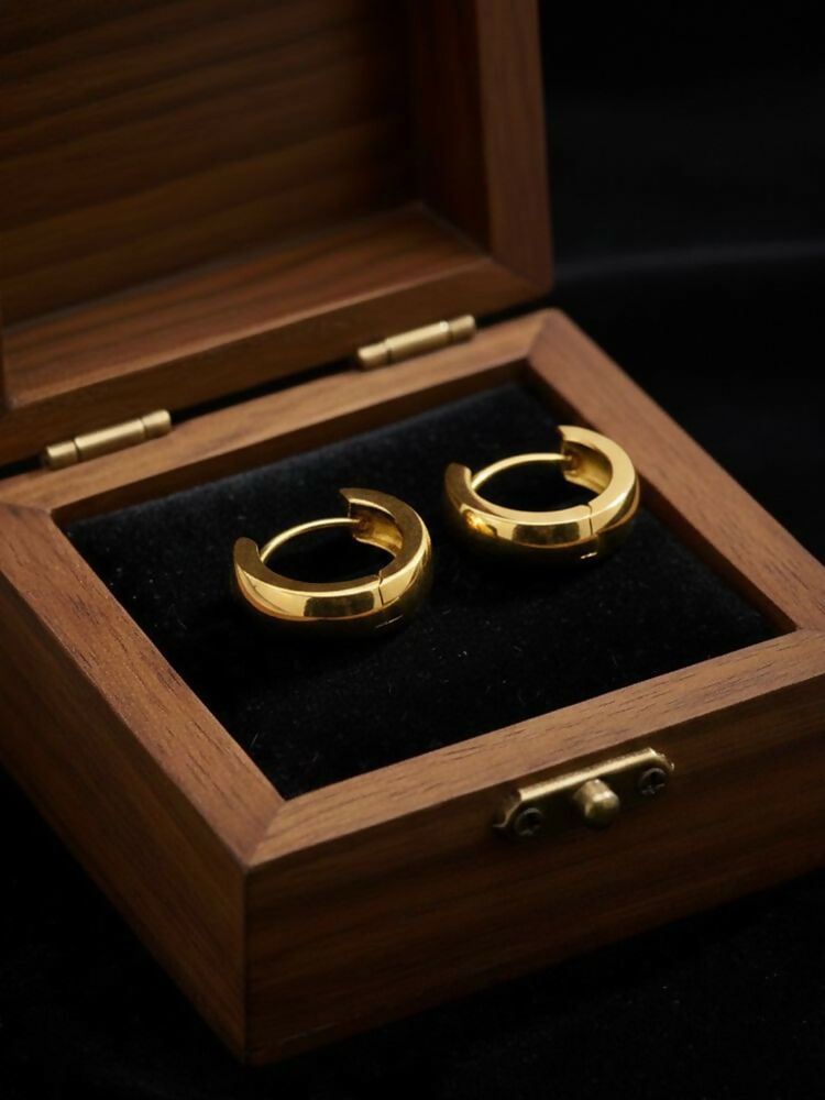 NVR Men's Gold Plated Hoop Earrings - Distacart