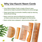 Ivory Natural Dual Tooth Kacchi Neem Comb Infused With Organic Oil For Gentle Detangling And Straightning Hair - Distacart