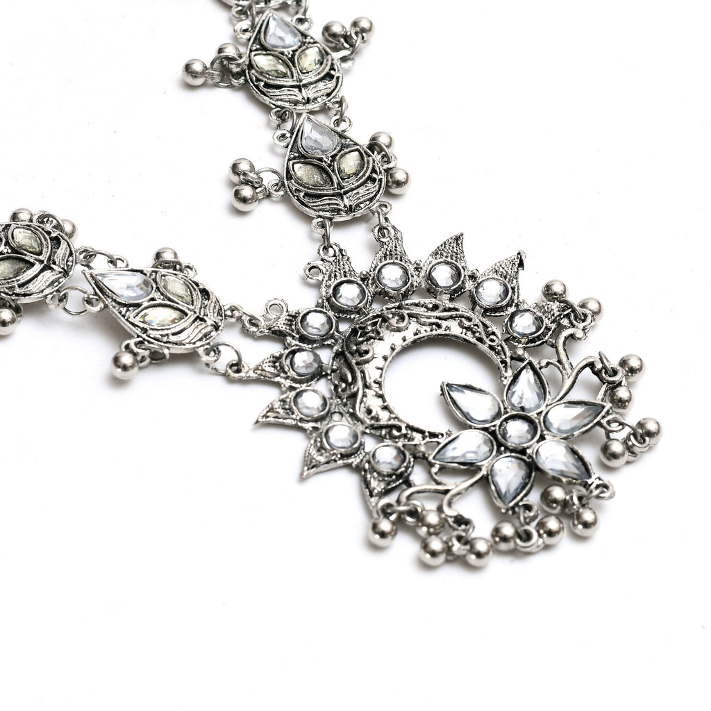Mominos Fashion Johar Kamal Women Silver-Plated Brass Finish Rani Haar Statement Necklace - Distacart