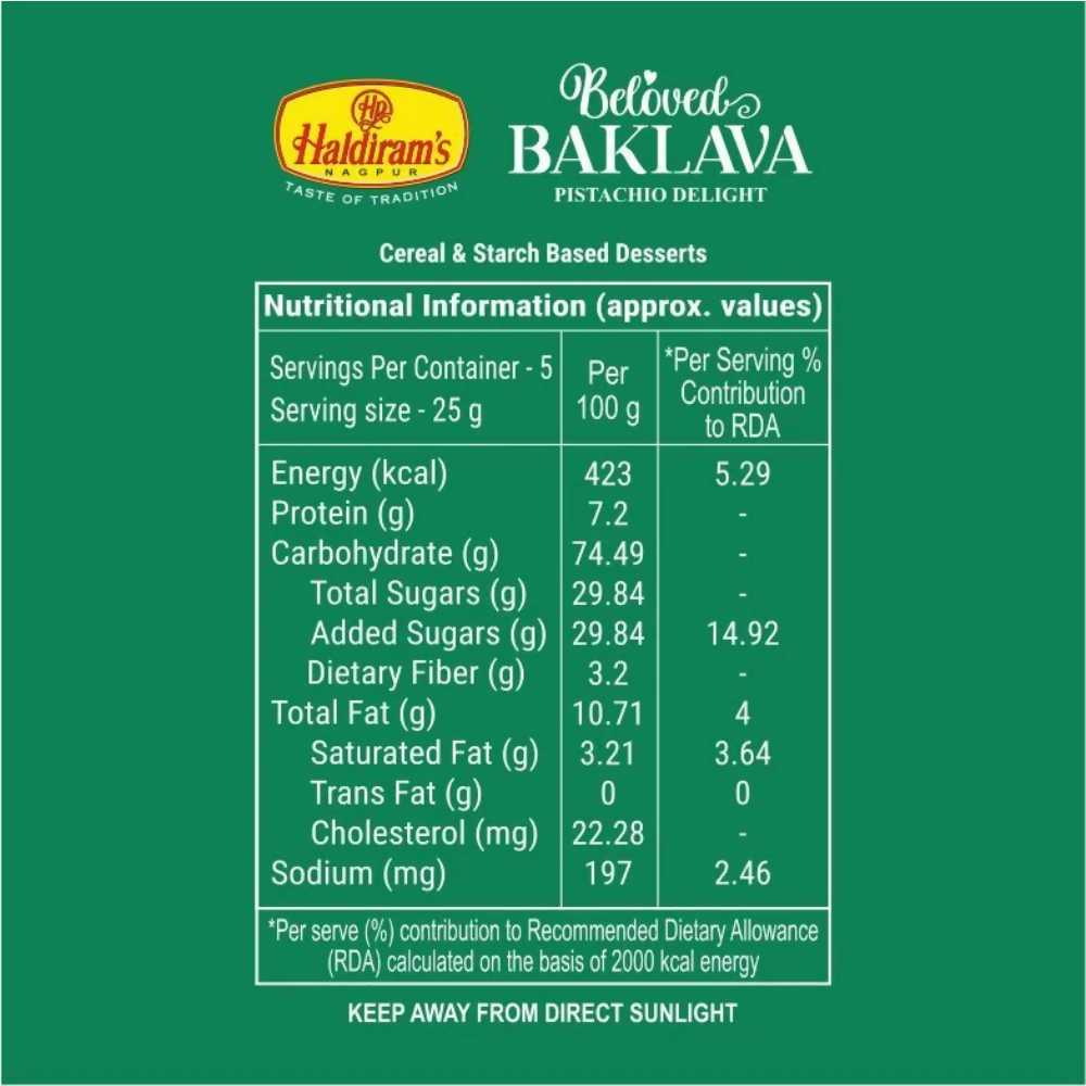 Haldiram's Baklava - Pistachio Delight - Distacart