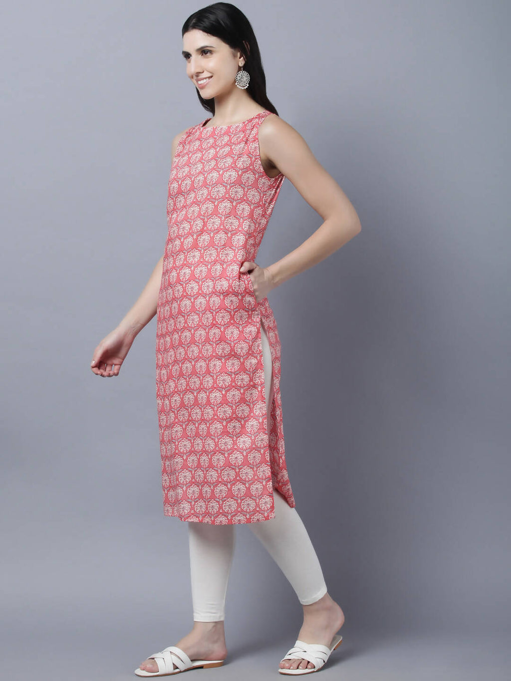 Myshka Stylish Pink Sleeveless Women's Kurta - Distacart