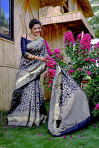 Partywear Designer Blue Banarasi Silk Fancy Saree - Starwalk