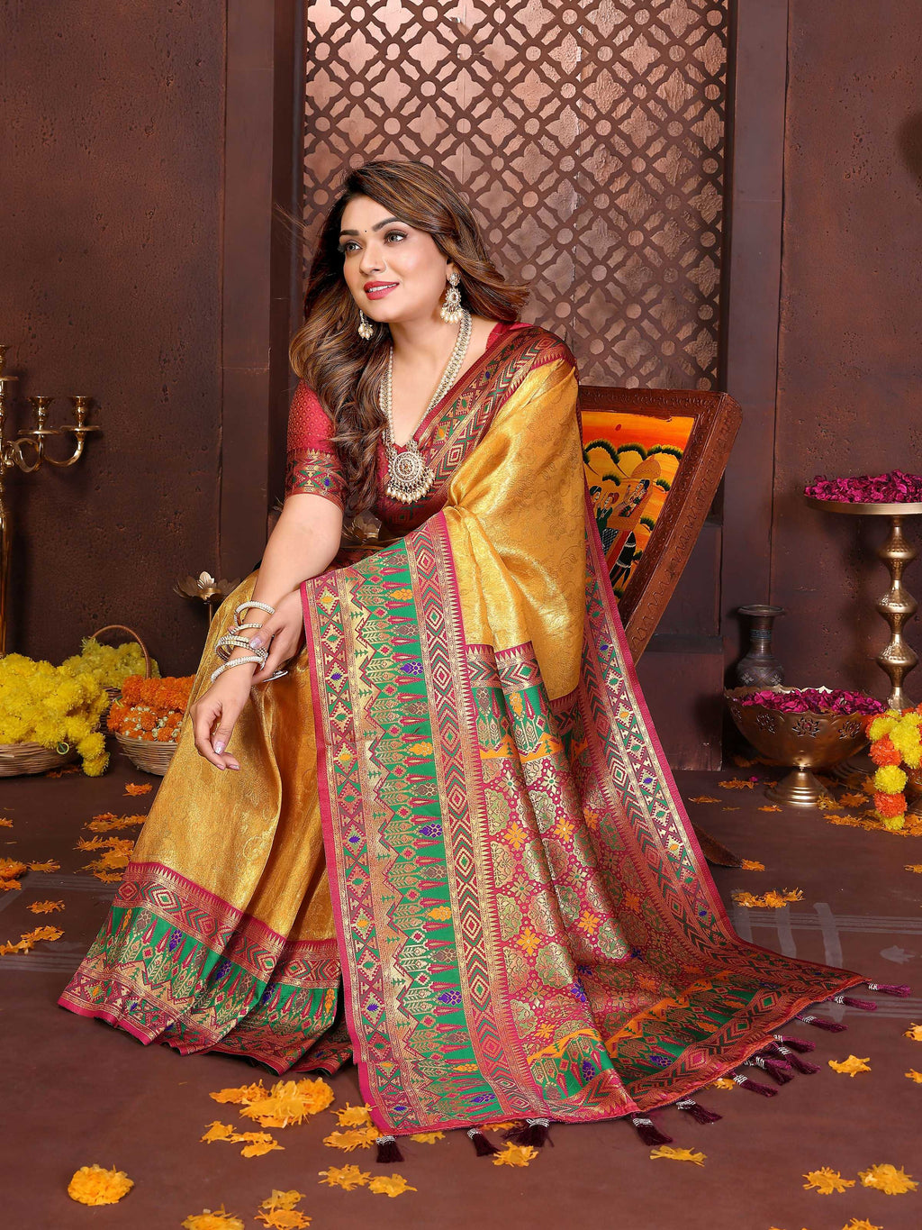 Aastha Fashion Gold Tissue Silk Weaving Saree - Distacart