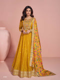 Anaita Yellow Embroidered Silk Anarkali Suits - Distacart