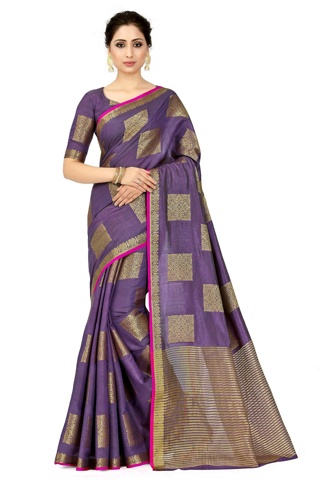 Mimosa Women's Kanchipuram Tussar Silk Purple Saree - Distacart