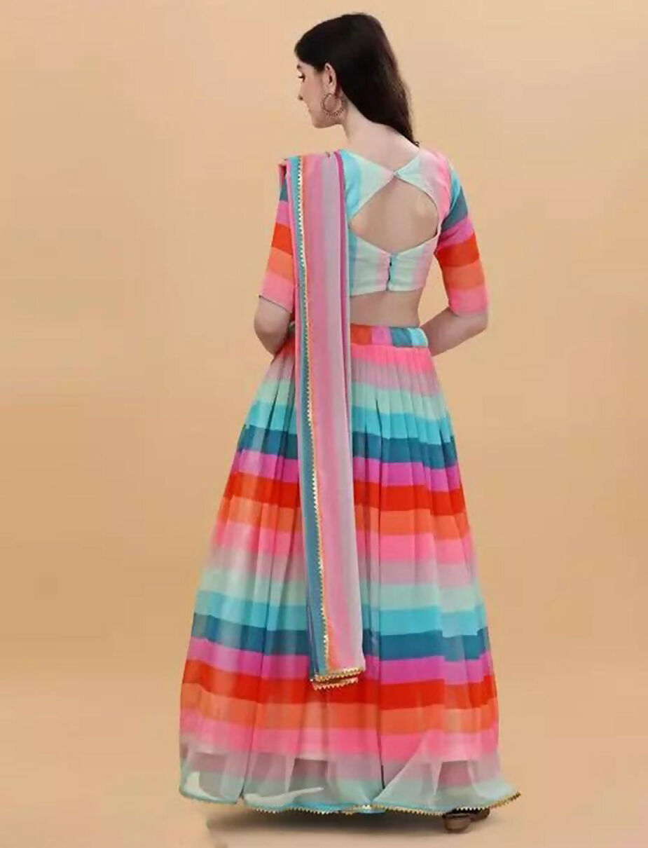 Jyoti Fashion Multicolor Printed Georgette Designer Lehenga Choli with Dupatta
