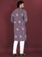 Prazu Fashion Purple Soft Silk Unique Cross Pattern White Thread Embroidery With Silver Sequence Kurta