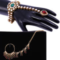 Gold-Polished Alloy Nath And Hathphool Combo - The Pari