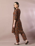 Myshka Women's Multi Printed Cotton Straight Party Kurta Set