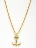 NVR Men's Gold-Polished Stainless Steel Pendant with Chain