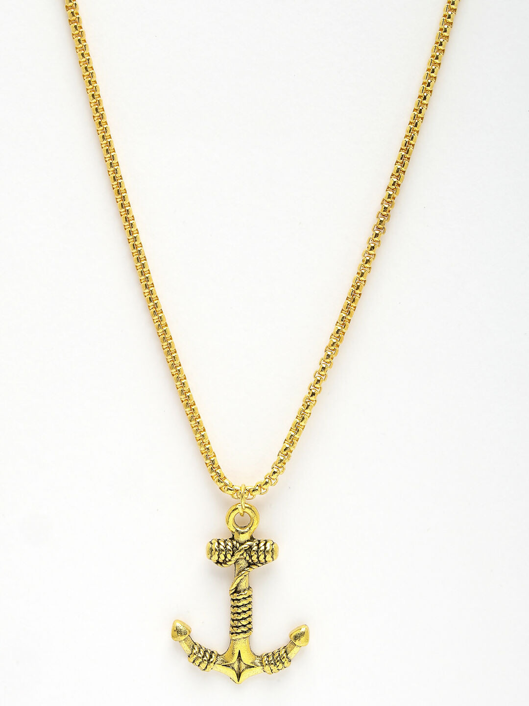 NVR Men's Gold-Polished Stainless Steel Pendant with Chain