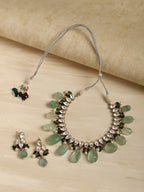 Mint Green Kundan Choker with Earrings- Ruby Raang