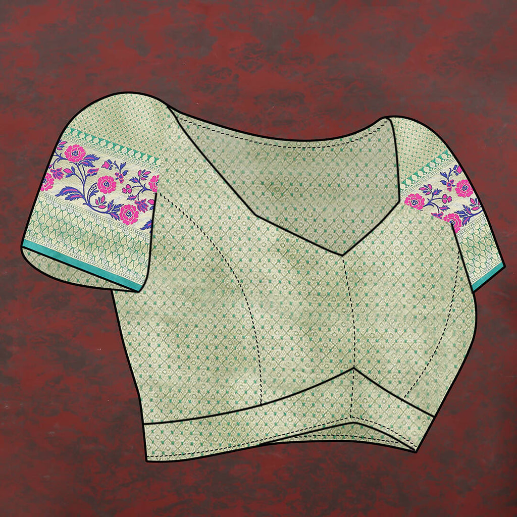 Lorenvalley Fashion Teal Soft Silk Woven Design with Zari Weaving Leheriya Design Saree