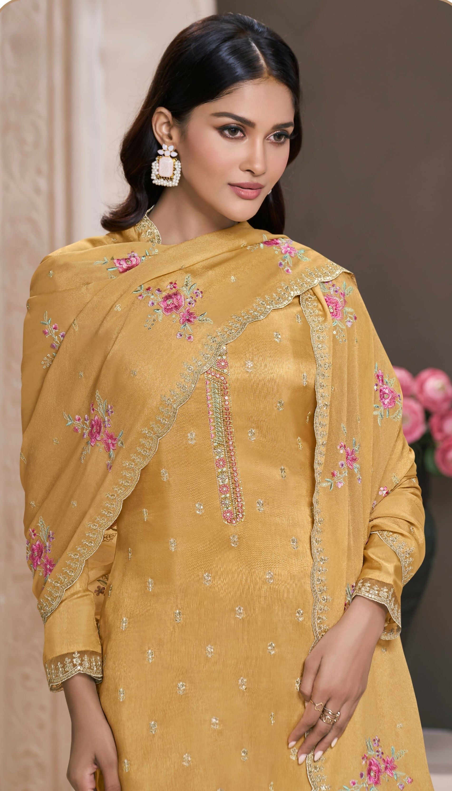 Anaita Yellow Silk Embroidered Stitched Salwar Suit - Distacart