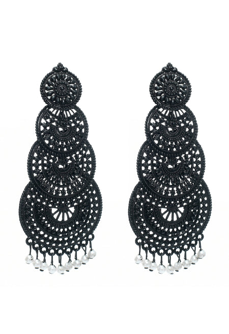Mominos Fashion Johar Kamal Women's Latest Design Black Color Earrings