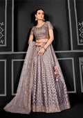 Cream Net Semi-Stitched Bridal Lehenga - Nimayaa Bonanza