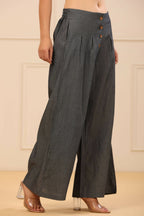 Juniper Women's Grey Denim Solid Flared Pant/Slim Pant - Distacart