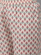 Yufta Pink Ethnic Motifs Printed Regular Pure Cotton Kurta with Trouser & Dupatta