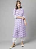 FIORRA Women's Light Purple Cotton A-Line Kurta Set