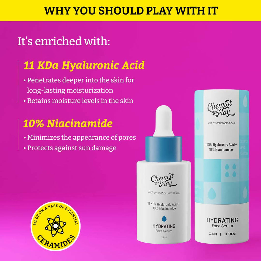 Chemist At Play Hydrating Face Serum For Dry, Normal & Oily Skin, Provides Plump & Radiant-Looking Skin