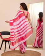 Pink Georgette Designer Printed Ready To Wear Saree - Ibiza