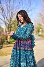 Aayaa Pure Chanderi Gown With Heavy Digital Print - Multi Color - Distacart