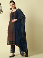 Myshka Women's Multi Straight Kurta & Trousers With Dupatta