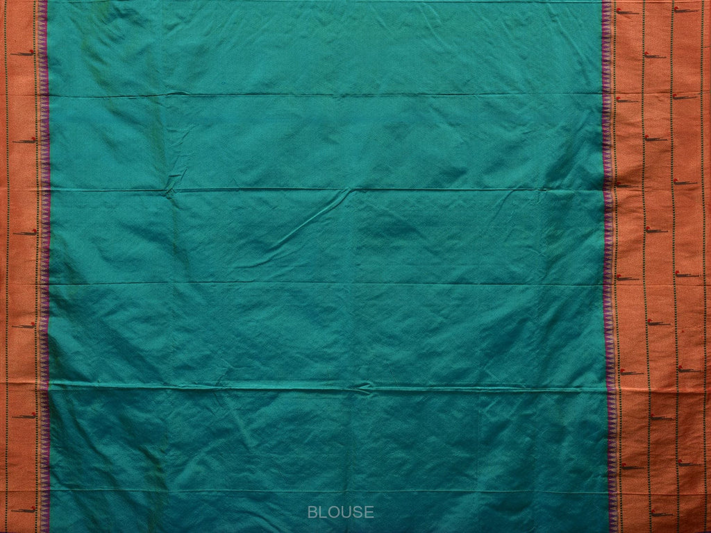 Sea Blue Paithani Silk Handloom Saree with Triple Muniya Border Design - Global Threads