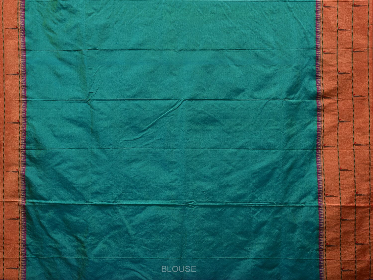 Sea Blue Paithani Silk Handloom Saree with Triple Muniya Border Design - Global Threads