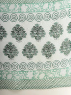 Yufta Sea Green And White Cotton Cutdana Work Kurta Set With Pant & Dupatta