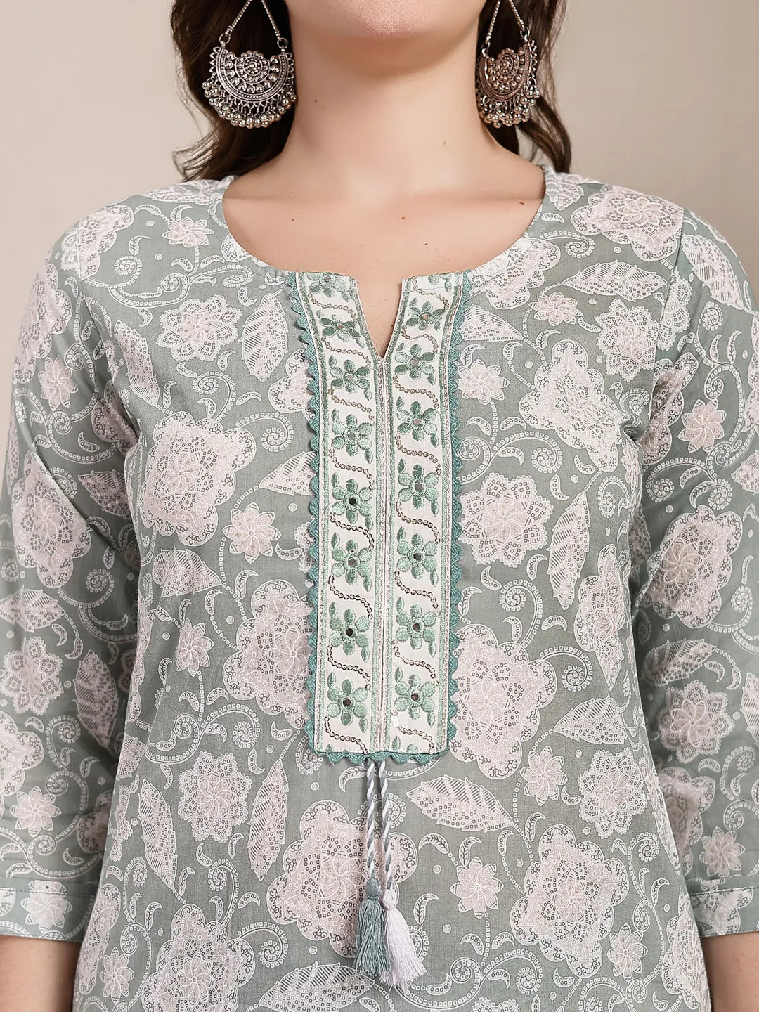 Yufta Sea Green Ethnic Motifs Print Straight Kurta Trouser Dupatta Set - Distacart
