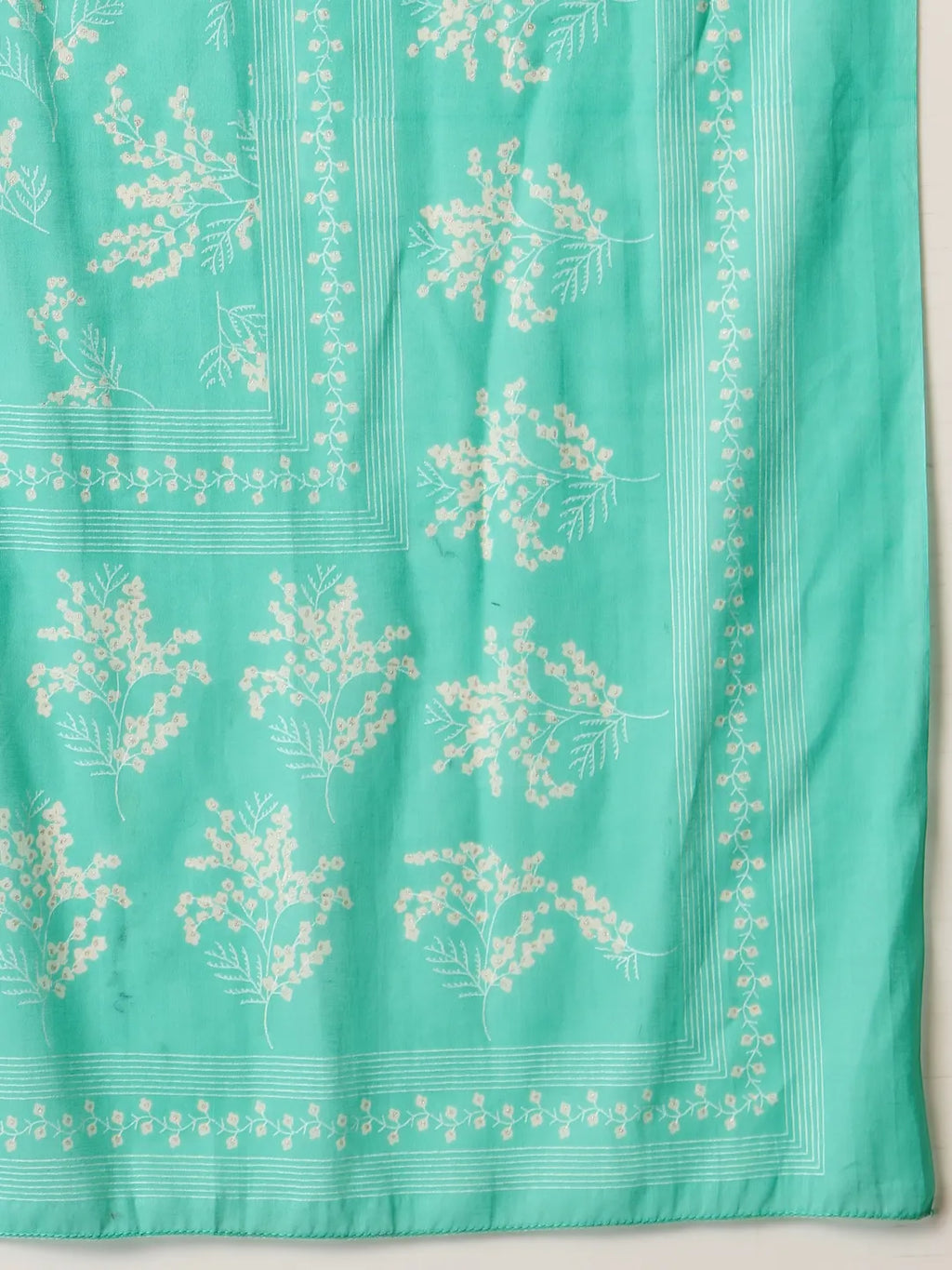 Yufta Sea Green Pure Cotton Anarkali Dupatta Pant Set