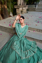 Evanik Women Pure Chanderi Plain With Zari Weaving Work Border Stitched Lehenga With Unstitched Blouse Dupatta(Up to 42) - Distacart