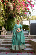 Evanik Women Pure Chanderi Plain With Zari Weaving Work Border Stitched Lehenga With Unstitched Blouse Dupatta(Up to 42) - Distacart