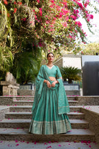 Evanik Women Pure Chanderi Plain With Zari Weaving Work Border Stitched Lehenga With Unstitched Blouse Dupatta(Up to 42) - Distacart