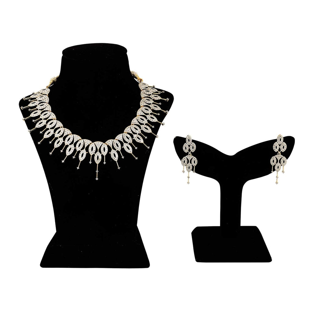 Rhodium-Plated Alloy Designer Ad Choker Necklace Set - The Pari