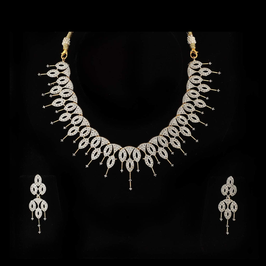 Rhodium-Plated Alloy Designer Ad Choker Necklace Set - The Pari
