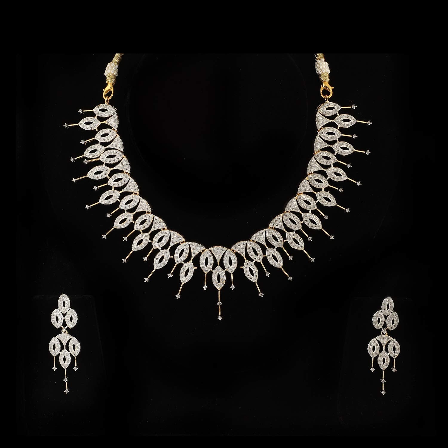 Rhodium-Plated Alloy Designer Ad Choker Necklace Set - The Pari