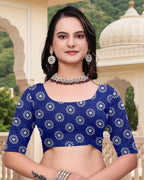 Prime Volt Women's Green & Blue Printed Mal Cotton Saree with Designer Blouse Piece - Distacart
