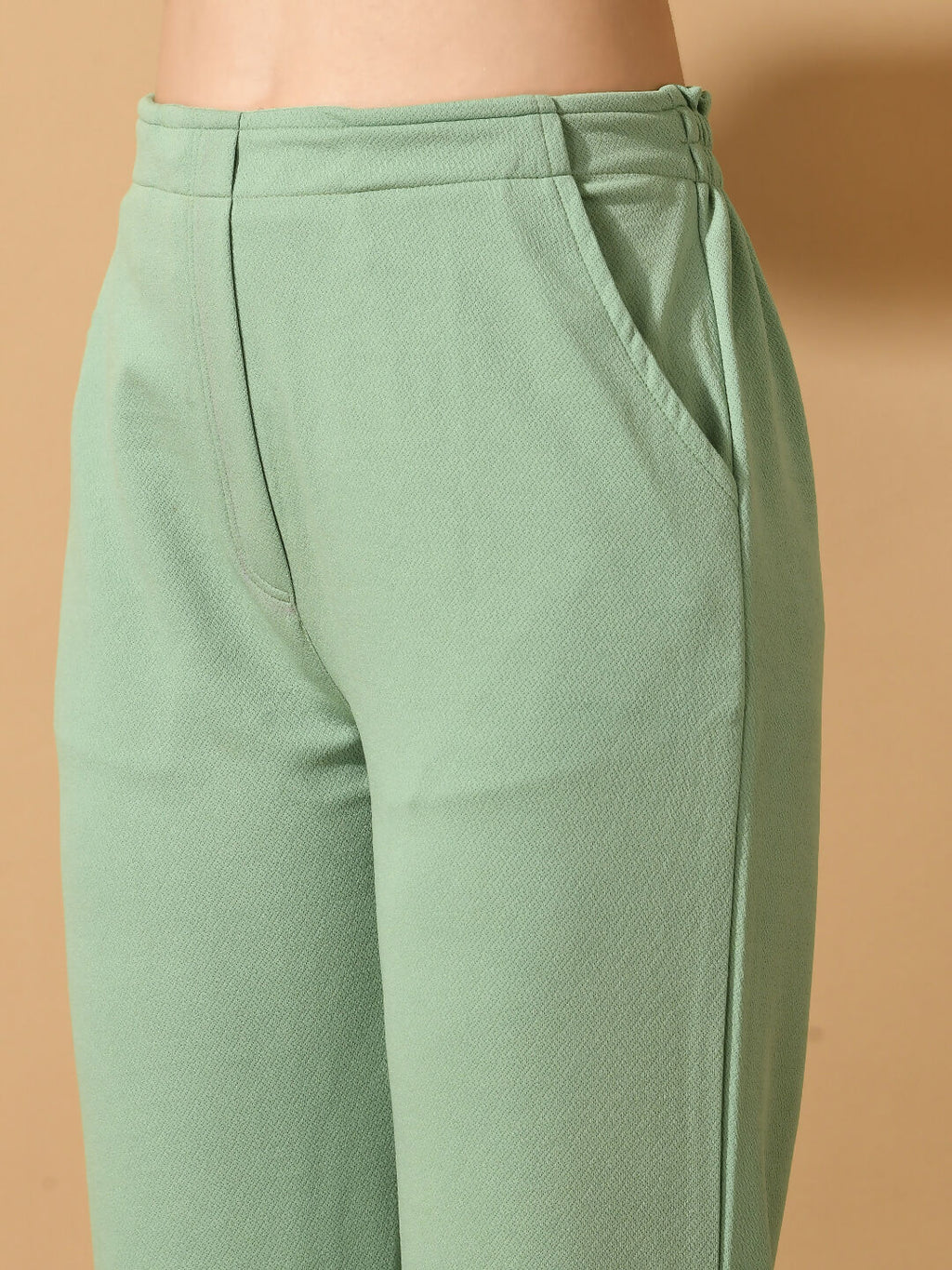 Myshka Women's Green Straight Fit Party Trouser