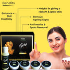 Prisa Organics Gold Facial Kit For Radiant & Glowing Skin - Cleanses & Rejuvenates Skin, Removes Dead Skin, Blackheads