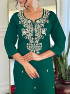 The52 Women Gorgeous Roman Silk Fabric Straight Kurta, Pant and Dupatta Set - Distacart
