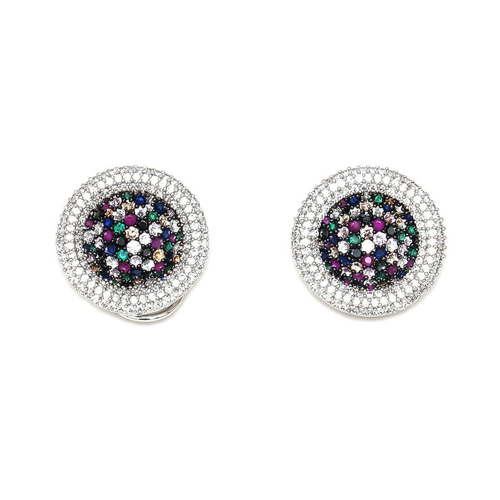 Multi Diamond and Stone Neckpiece with Studs- Ruby Raang