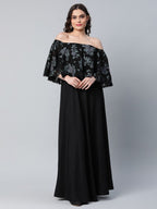 Ahalyaa Women Crepe Printed Black Dress - Distacart