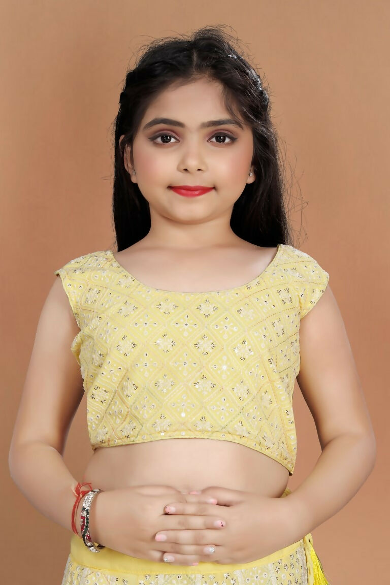 Wedding Designer Yellow Heavy Fox Georgette Kidswear Lehenga - Aaradhna
